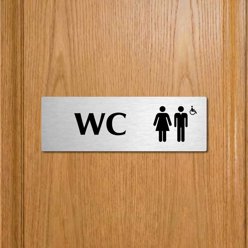 WC společné invalida, 200x66mm, stříbrná popiska s ozdobou uprostřed